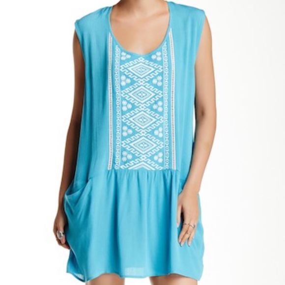 LOVE STITCH BRAND! EMBROIDED BLUE MINI DRESS - Picture 2 of 3